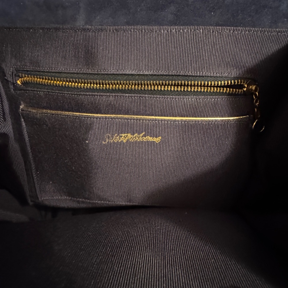 Vintage Saks Fifth Avenue Blue Suede Shoulder Bag with Gold-Tone Hardware - Picture 3 of 7